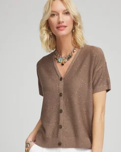 Sequin Short-Sleeved Cardigan