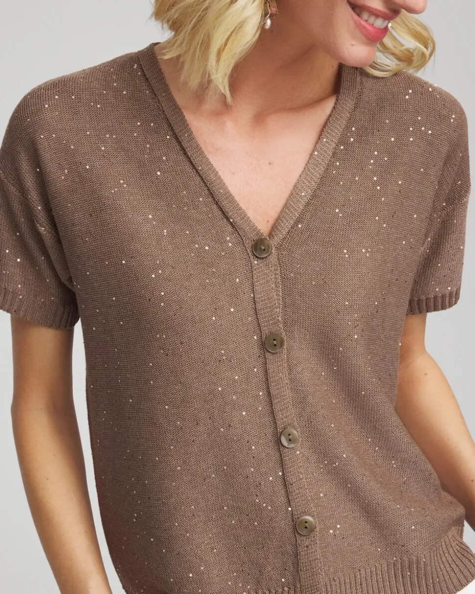 Sequin Short-Sleeved Cardigan
