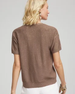 Sequin Short-Sleeved Cardigan