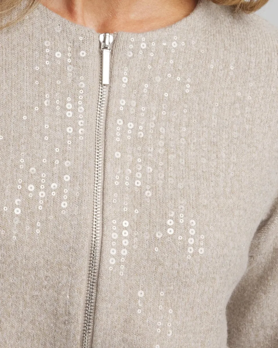 Sequin Zip Front Cardigan