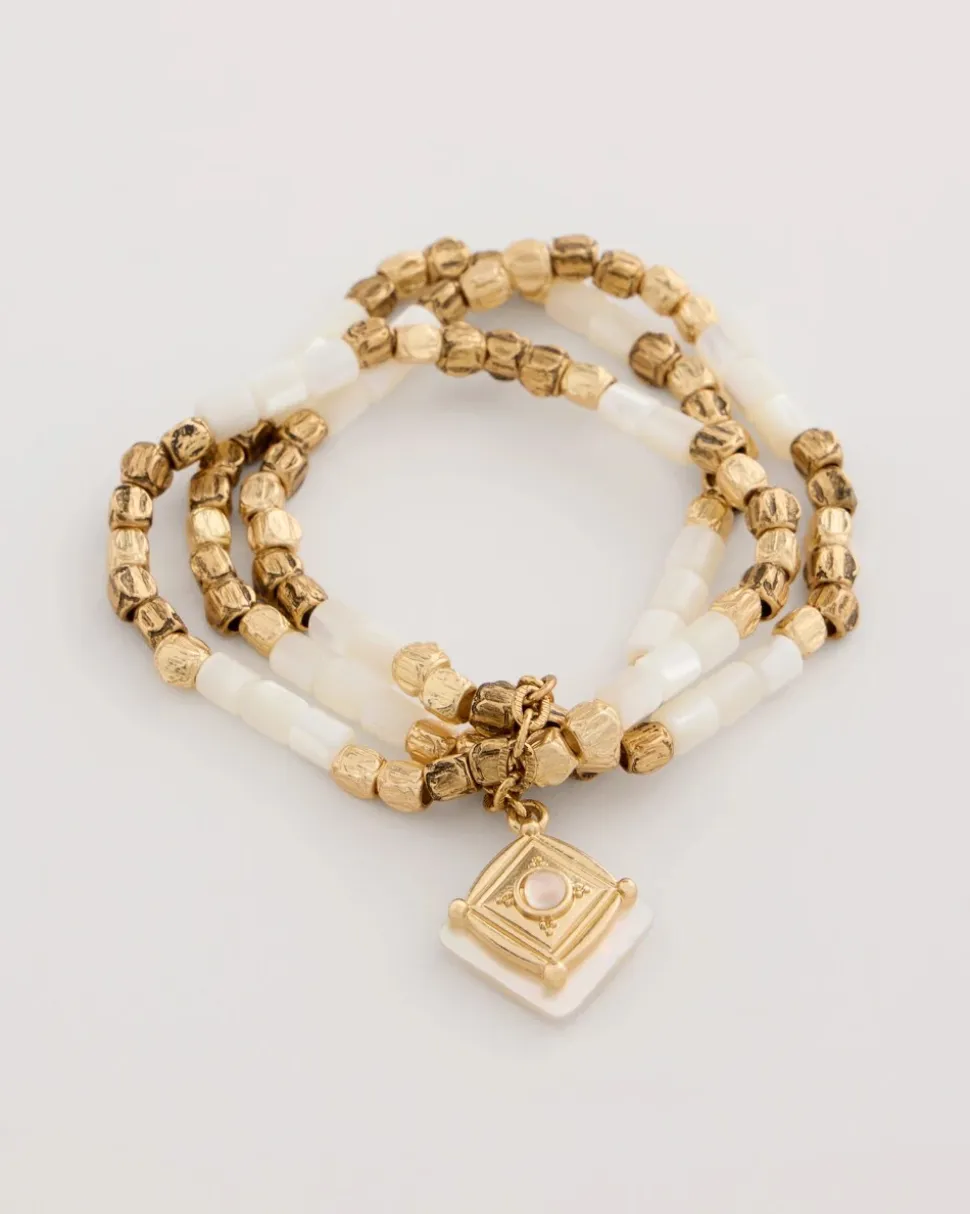 Set of 3 Pearl Treasure Stretch Bracelets