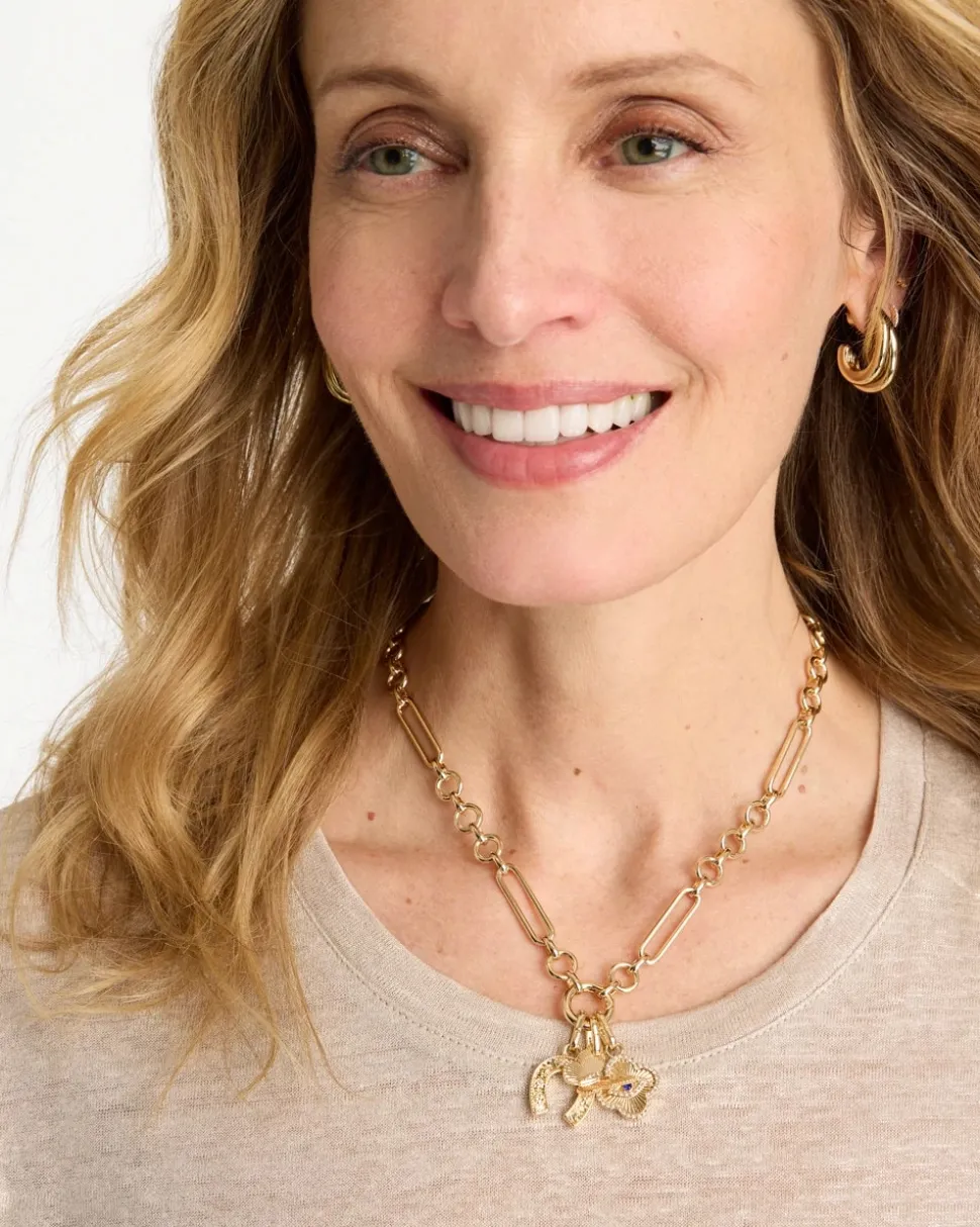 Shiny Goldtone Novelty Charm Necklace