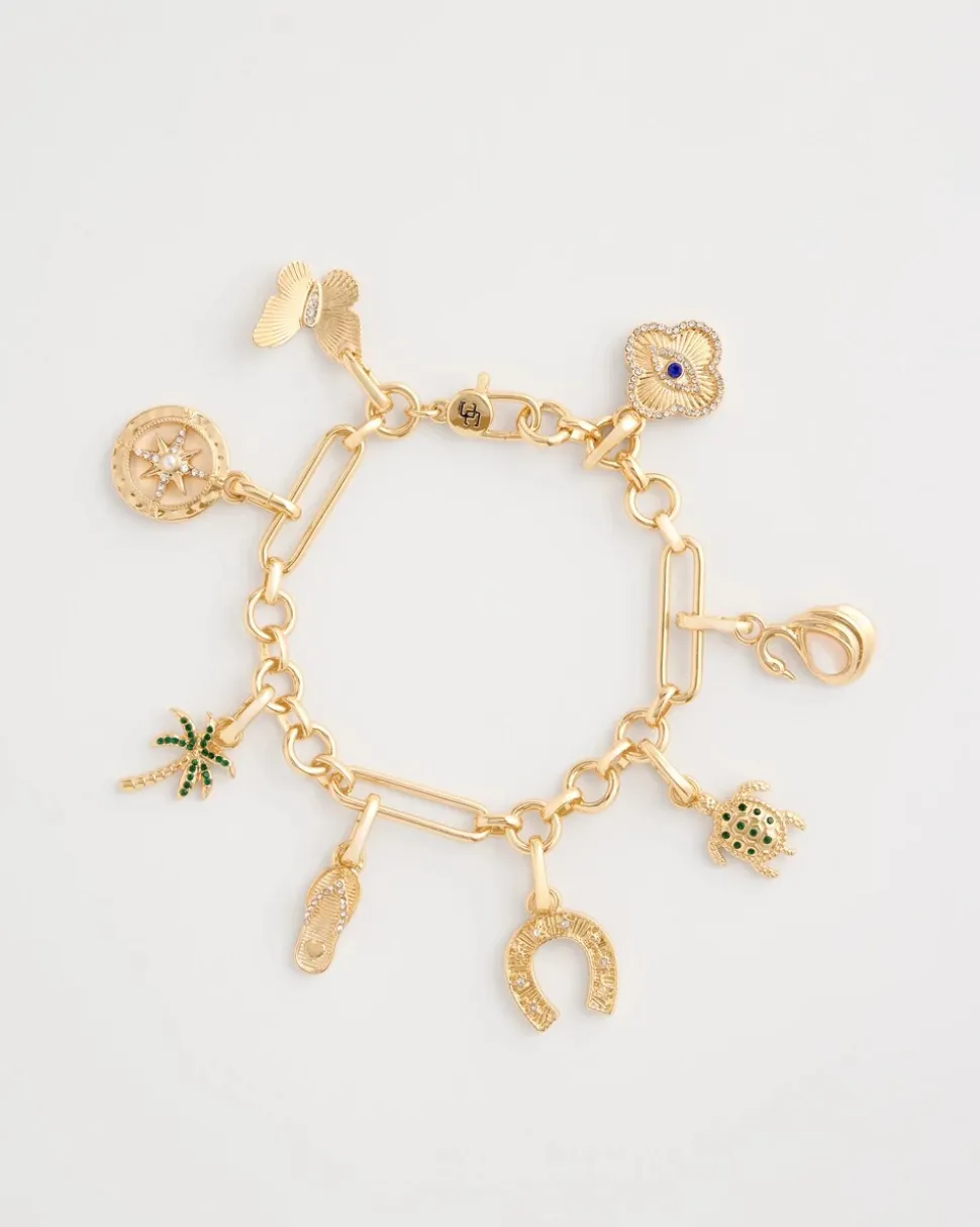 Shiny Goldtone Novelty Charm Bracelet