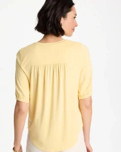 Shirred Elbow Sleeve Tee