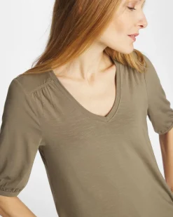 Shirred Elbow Sleeve Tee