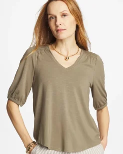 Shirred Elbow Sleeve Tee