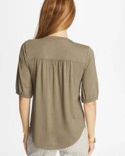 Shirred Elbow Sleeve Tee