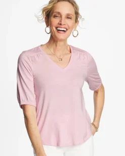 Shirred Elbow Sleeve Tee