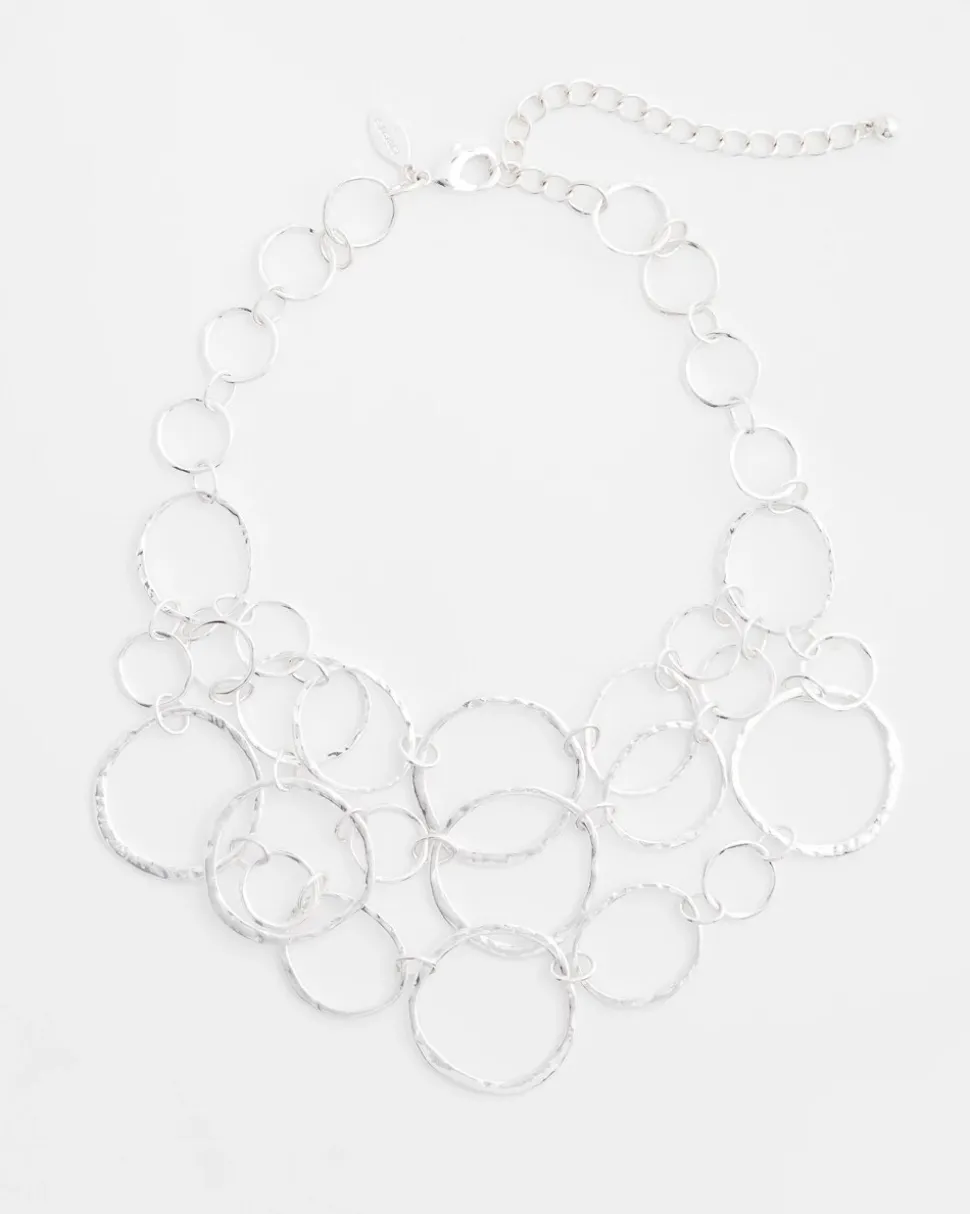 Short Silvertone Multi-Strand Link Necklace