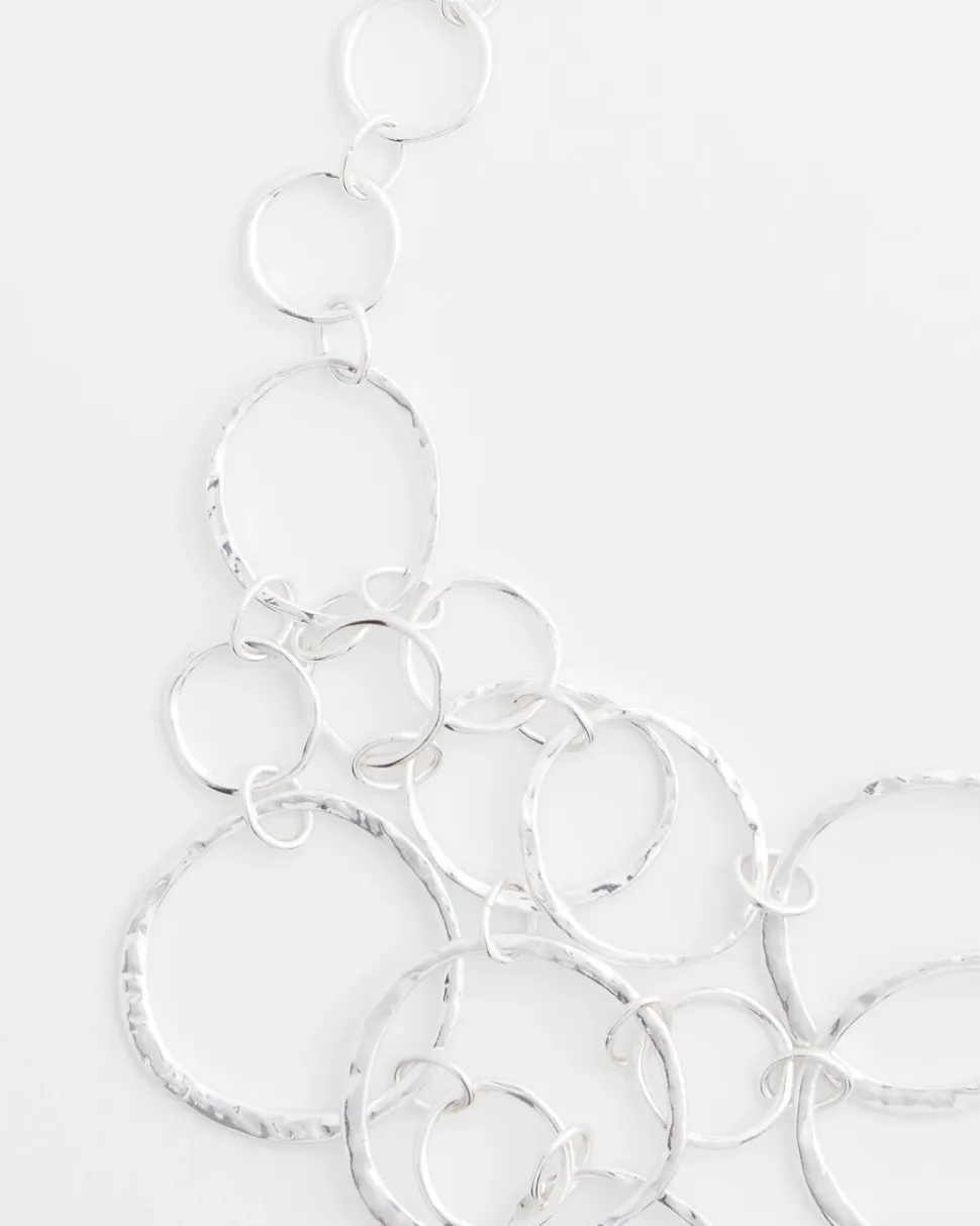 Short Silvertone Multi-Strand Link Necklace