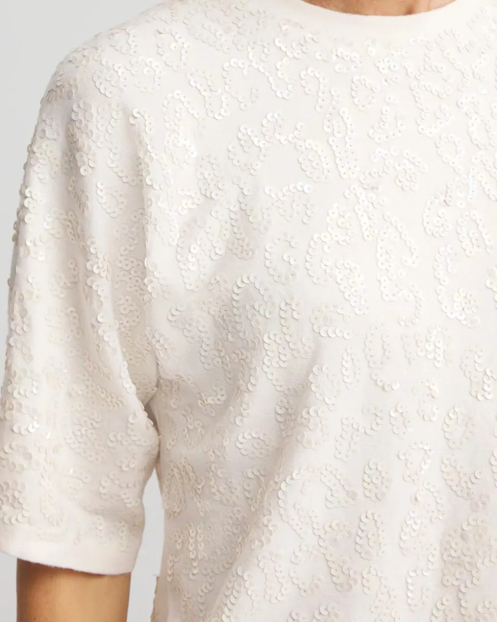 Short Sleeved Sequin Pullover Sweater