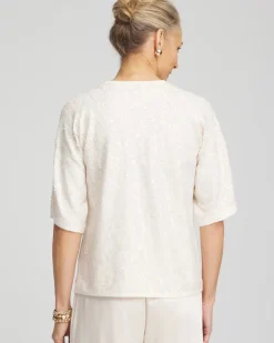 Short Sleeved Sequin Pullover Sweater