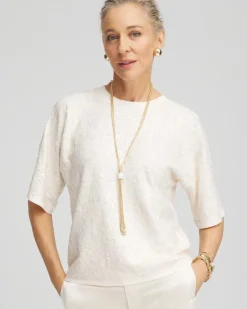 Short Sleeved Sequin Pullover Sweater