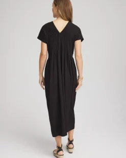 Silk-Twill Popover Midi Dress