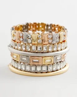 Silver Bezel Set Stretch Tennis Bracelet