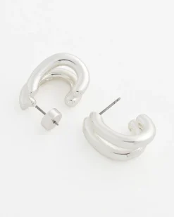 Silver Double Mini Hoop Earrings