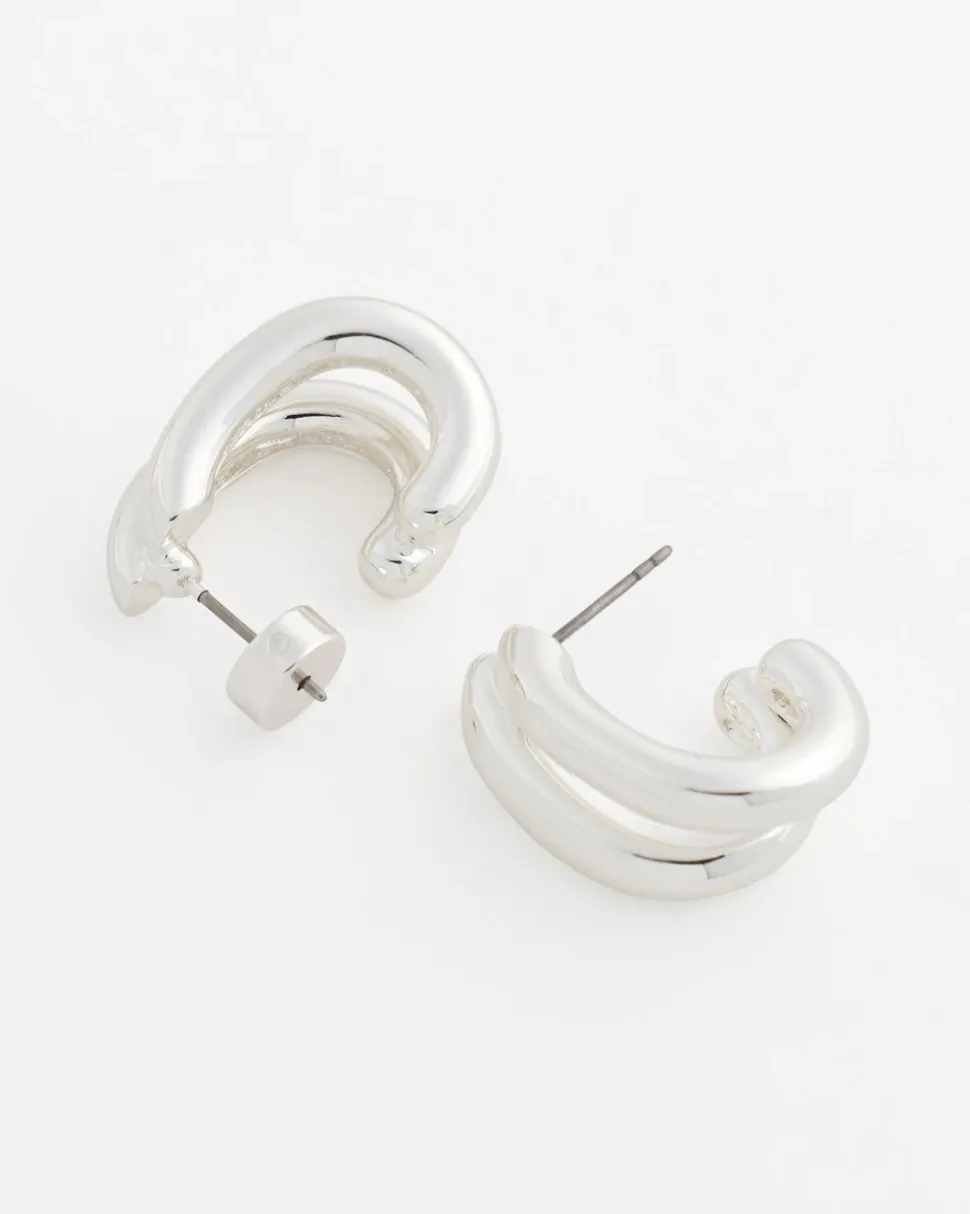 Silver Double Mini Hoop Earrings