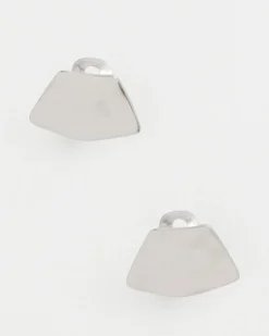 Silver Fan Clip On Earrings