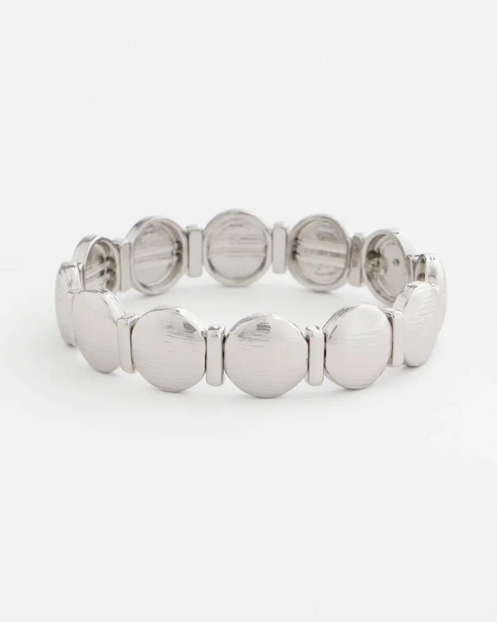 Silver Textured Circle Stretch Bracelet