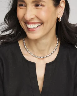 Silvertone Bamboo Collar Necklace