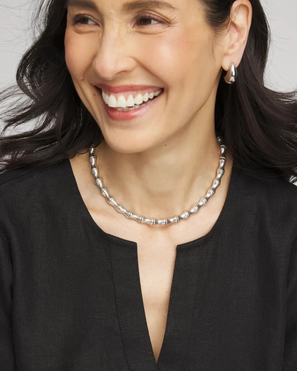 Silvertone Bamboo Collar Necklace