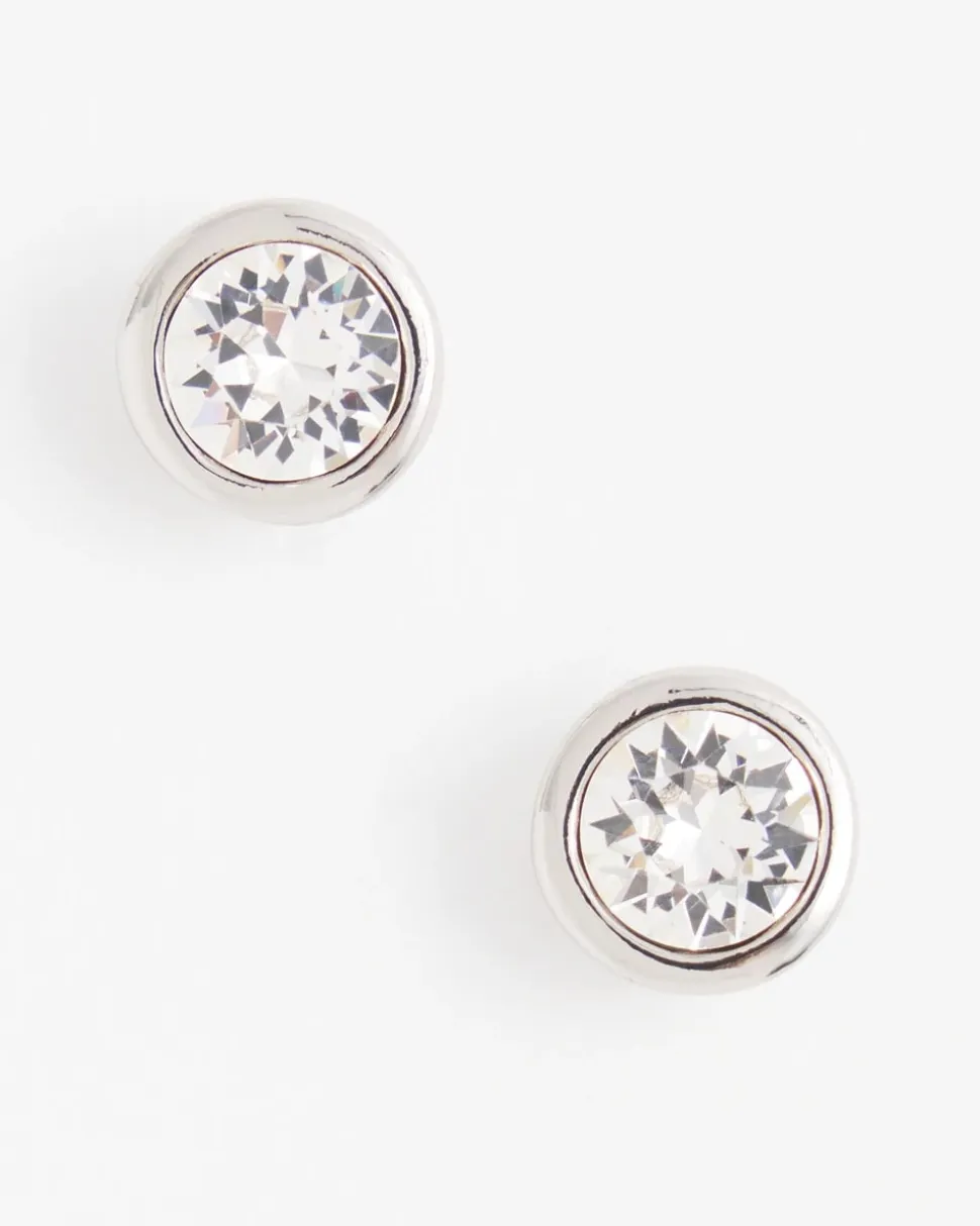 Silver Tone Crystal Stud Earrings