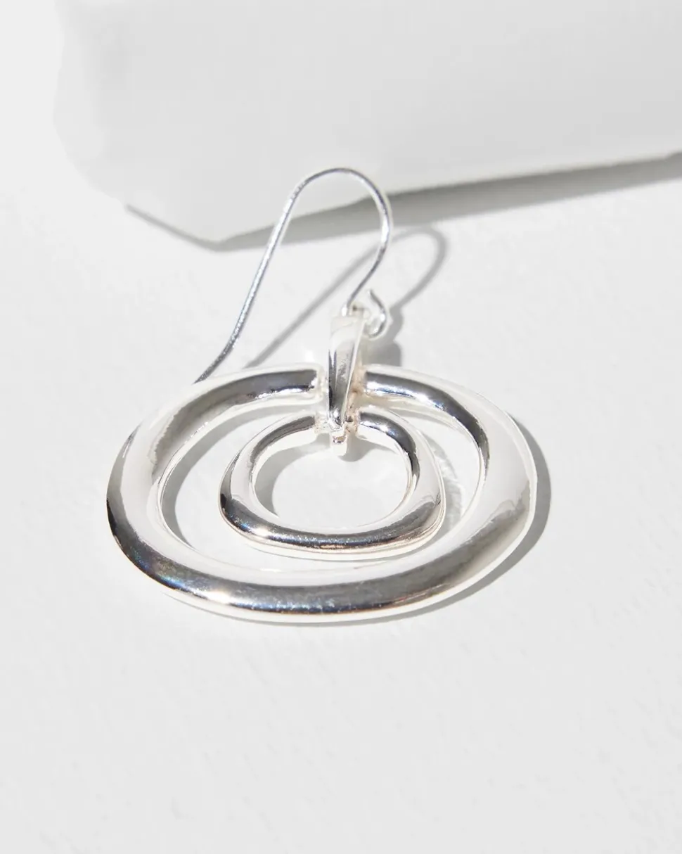 Silver Tone Drop Pendant Earrings