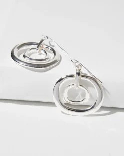 Silver Tone Drop Pendant Earrings