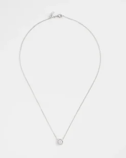 Silver Tone Drop Stone Necklace