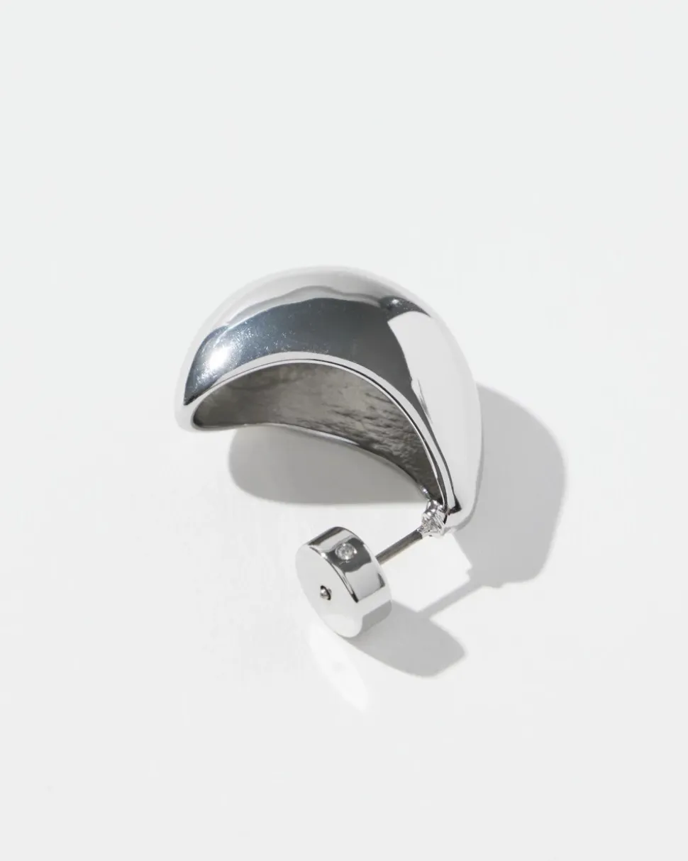 Silver Tone Huggie Hoops