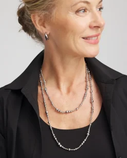 Silvertone Long Beaded Necklace