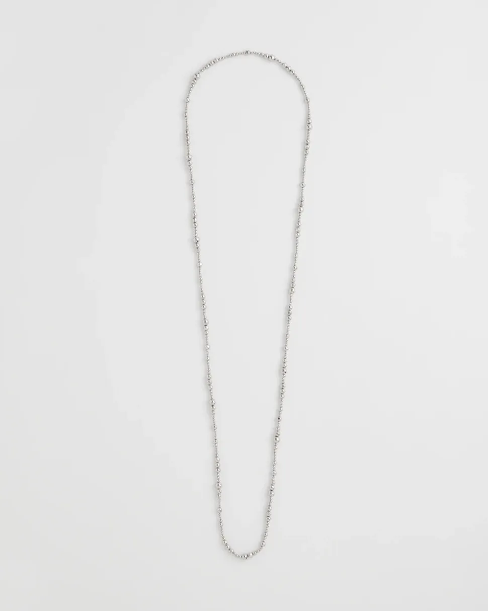 Silvertone Long Beaded Necklace