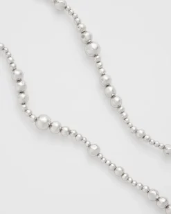 Silvertone Long Beaded Necklace