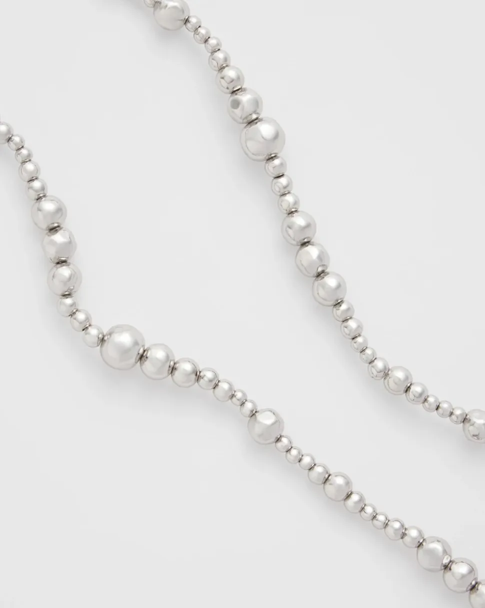Silvertone Long Beaded Necklace