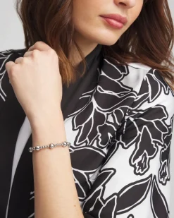 Silver-tone Medium Bead Stretch Bracelet