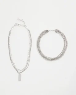 Silver Tone Pave Multistrand Necklace