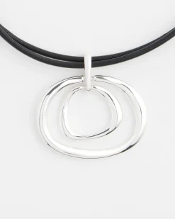 Silver Tone Rings Pendant Necklace