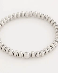 Silvertone Rounded Stretch Bracelet