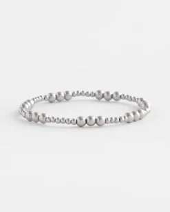Silver-tone Small Bead Stretch Bracelet