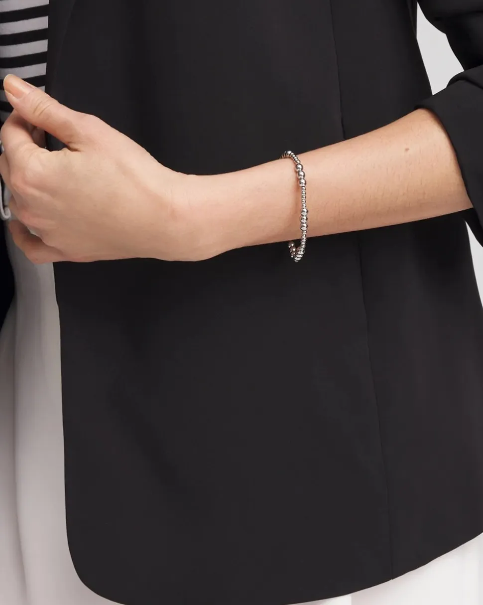 Silver-tone Small Bead Stretch Bracelet