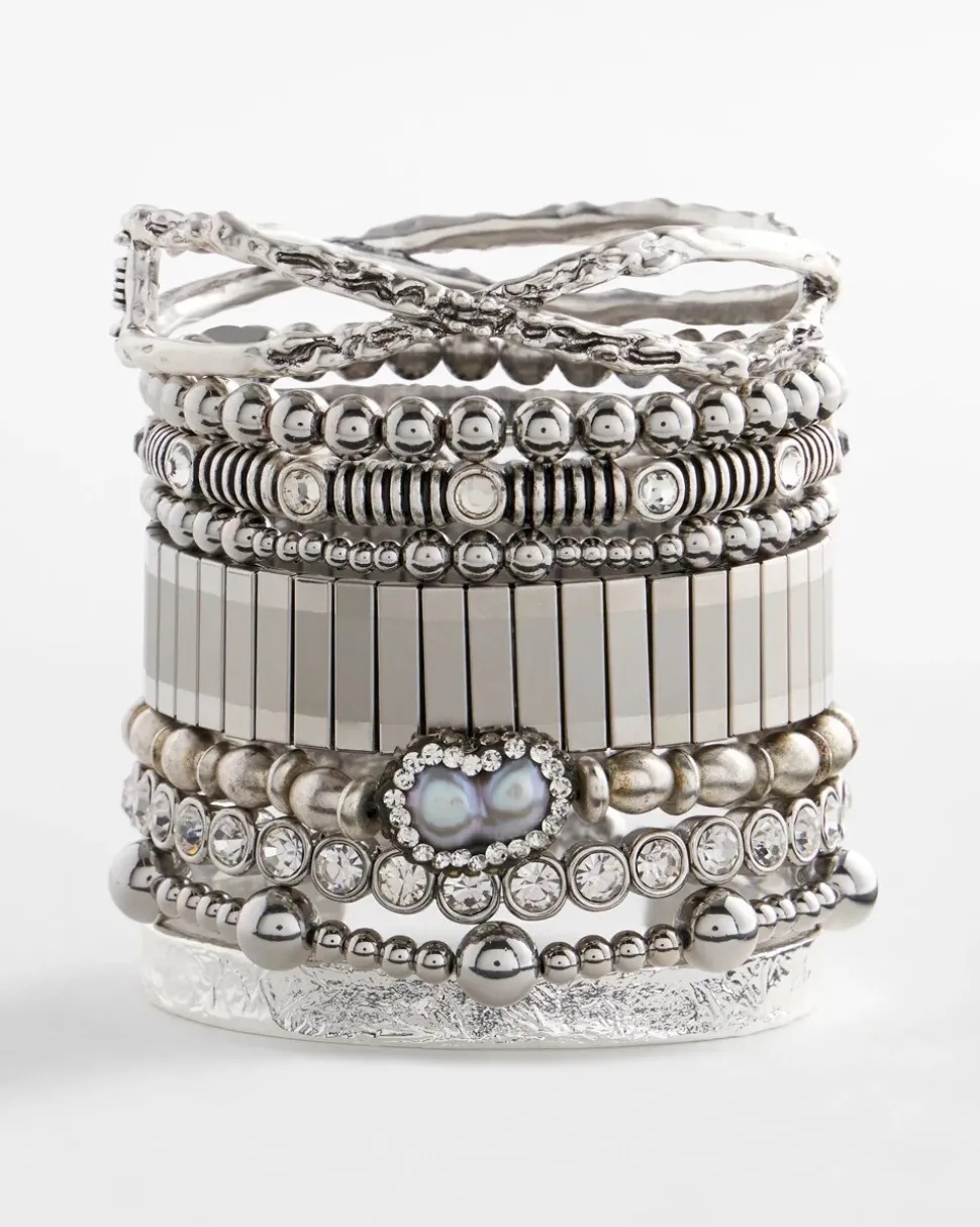 Silver Tone Stretch Watchband Bracelet