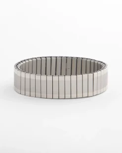Silver Tone Stretch Watchband Bracelet