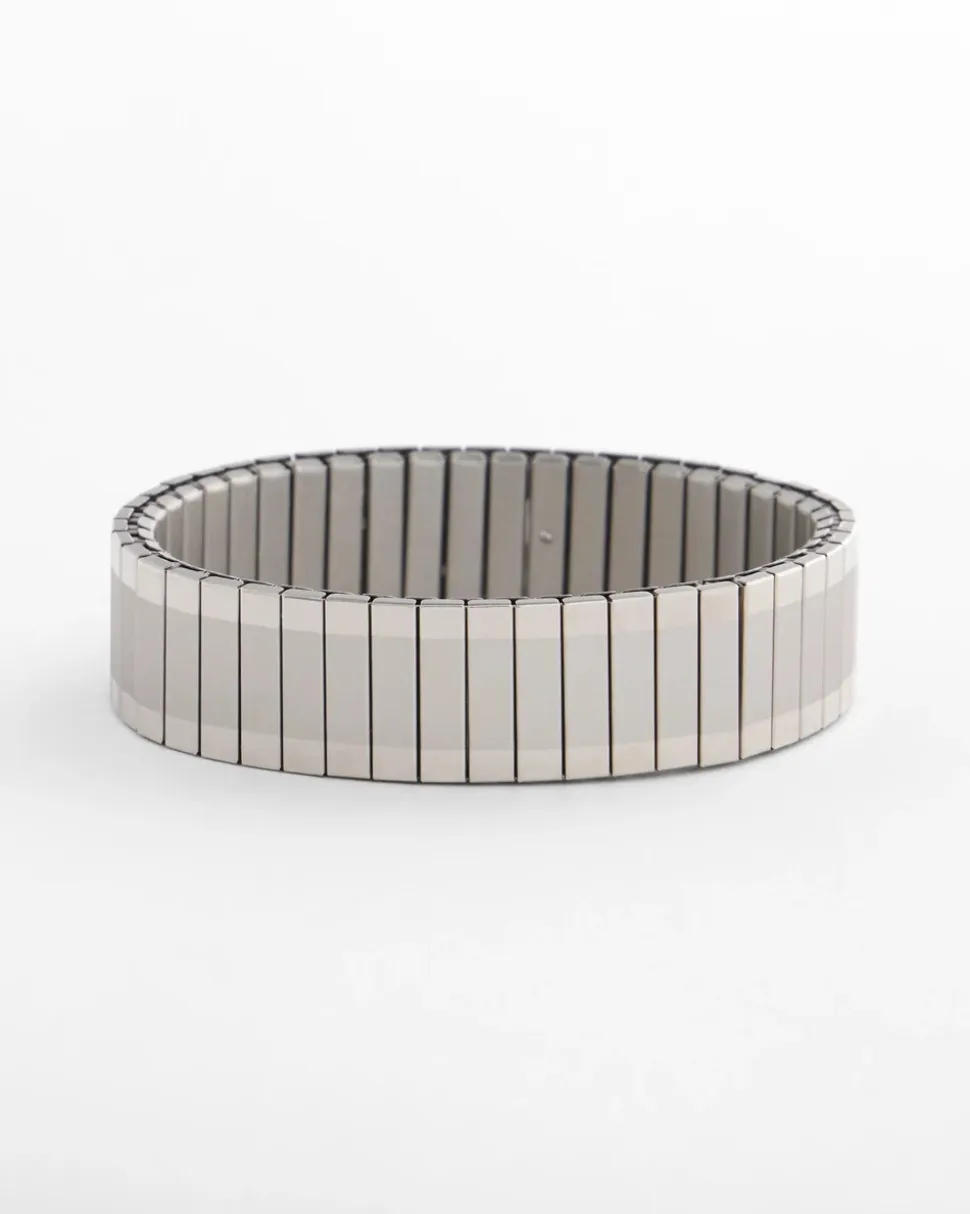 Silver Tone Stretch Watchband Bracelet