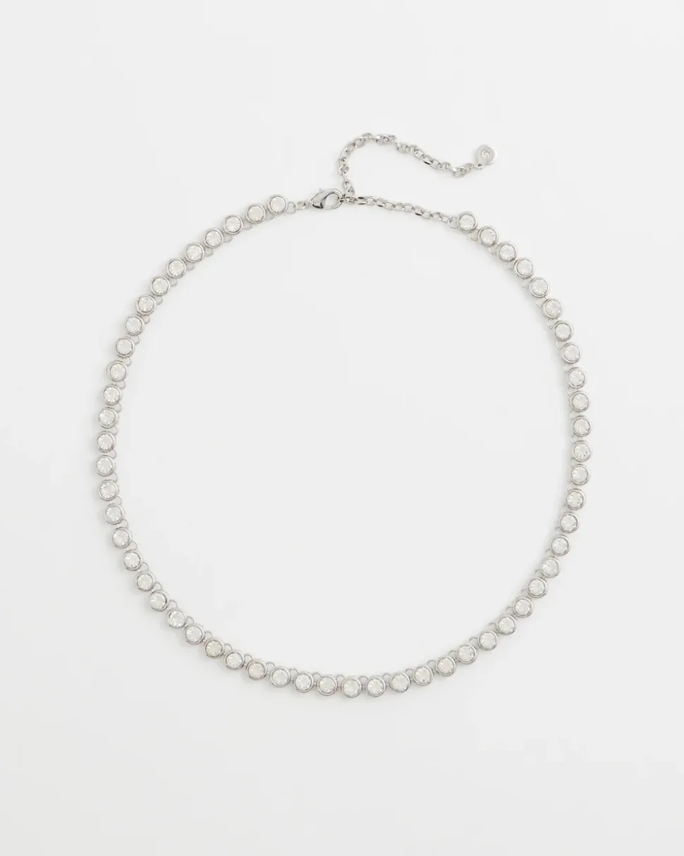 Silvertone Tennis Necklace