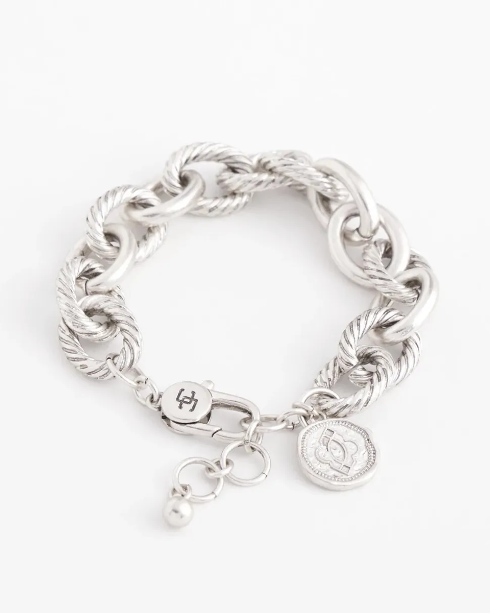 Silver-tone Textured Chain Bracelet