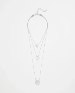 Silver Triple Pendant Necklace