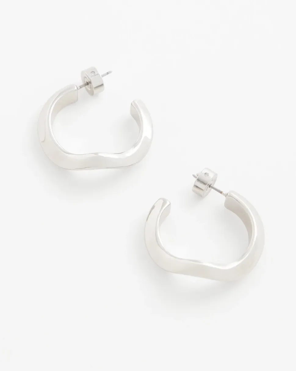 Silver Wavy Hoop Earrings