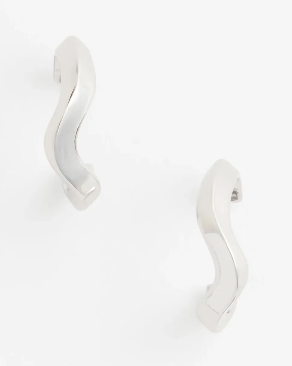 Silver Wavy Hoop Earrings