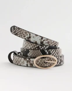 Skinny Leather Python Belt
