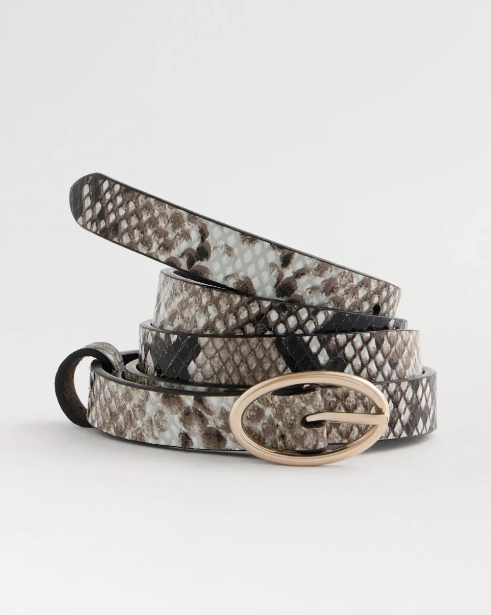Skinny Leather Python Belt